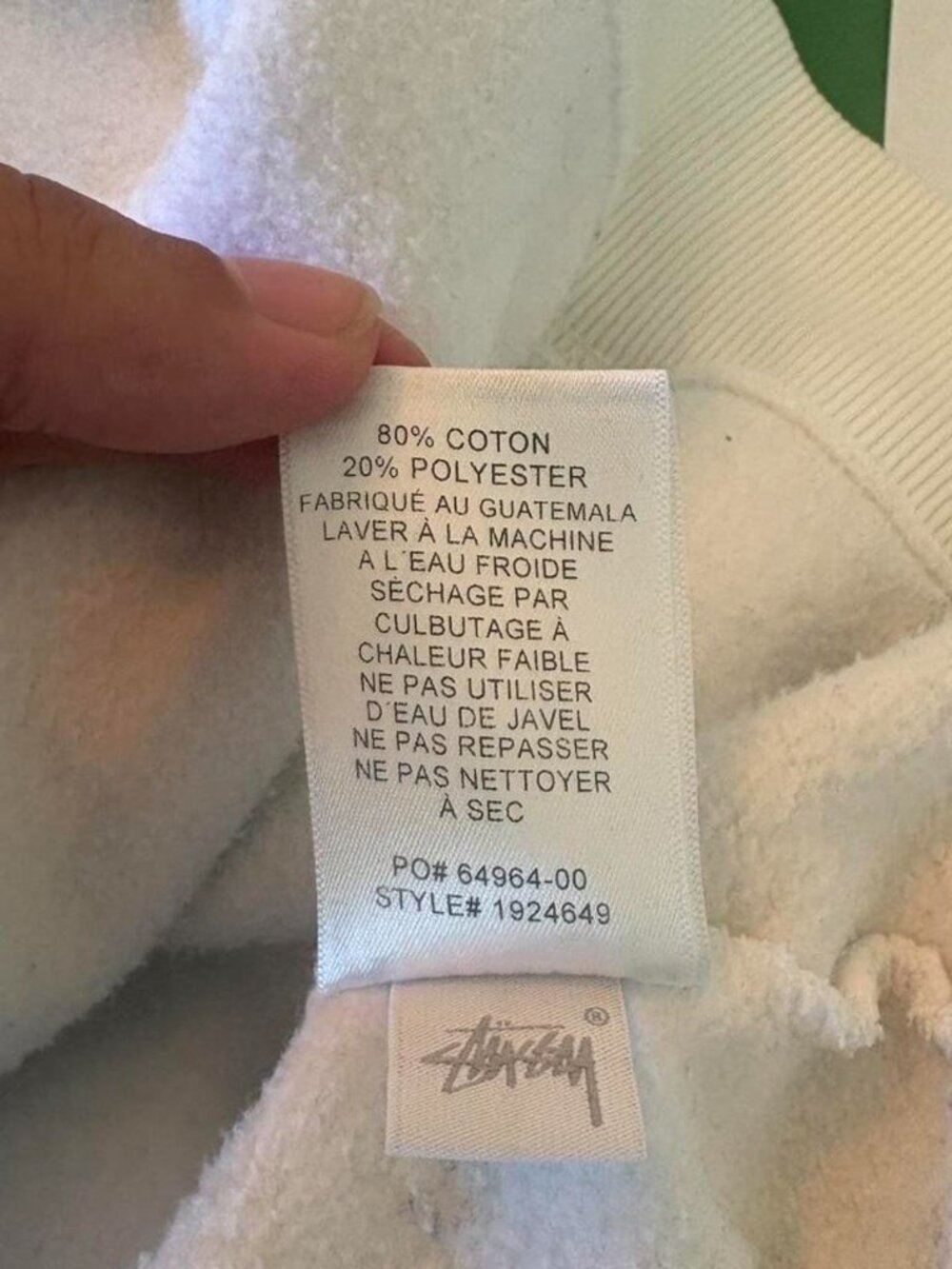 Stüssy White Skater Hoodie with Black Stüssy Logo (M) - Picture 6 of 8